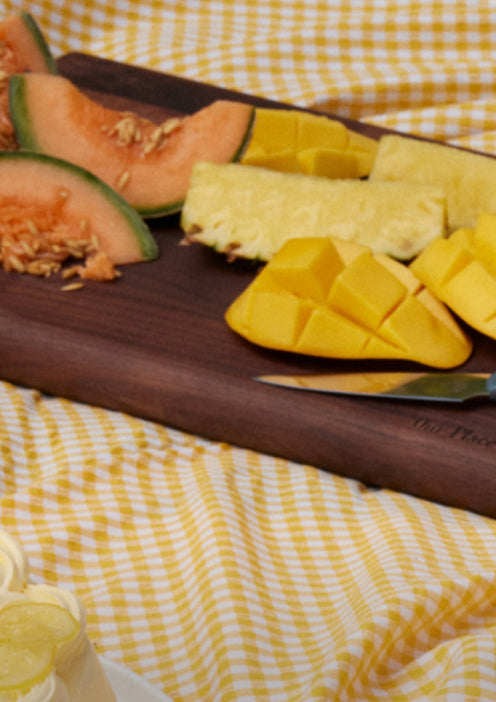 fruit on cutting board
