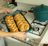 teal oven pan and perfect pot