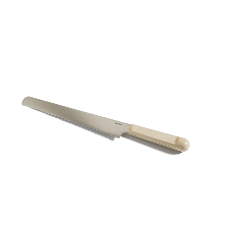 beige serrated knife