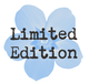 Text 'Limited Edition' with a blue floral design on a white background