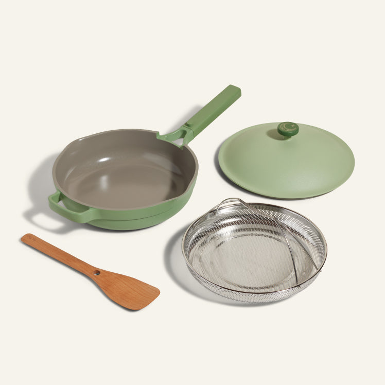 mint always pan with steamer and spatula