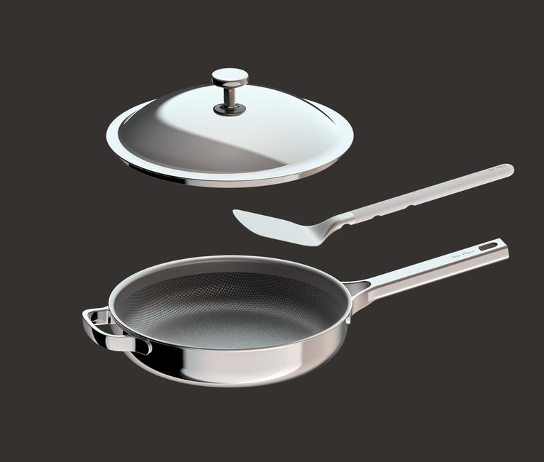 titanium always pan pro + nested beechwood spatula