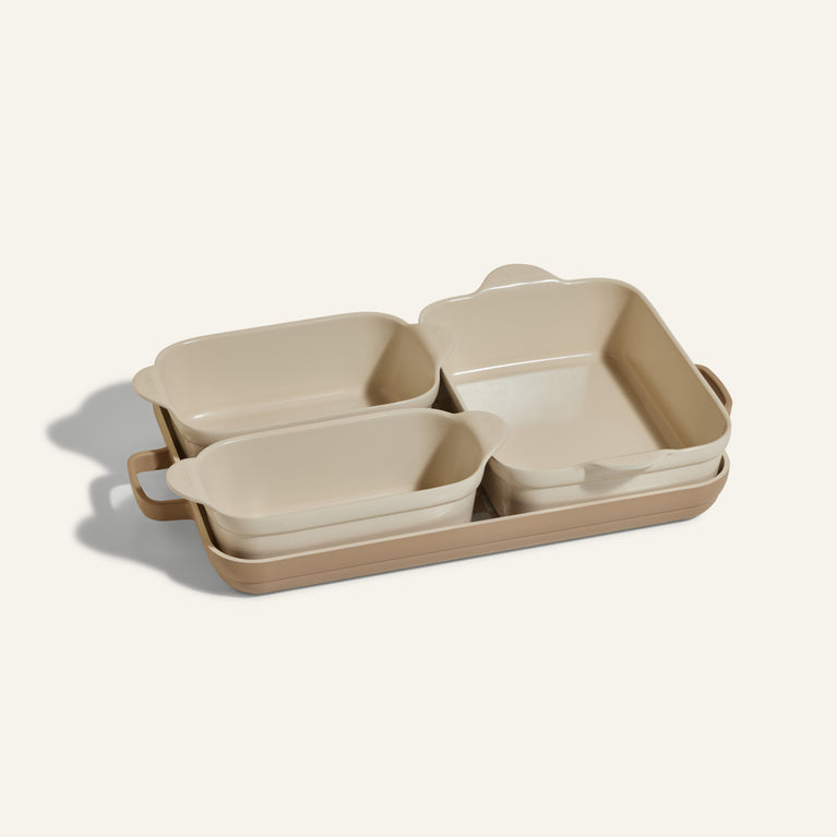 beige bakeware set