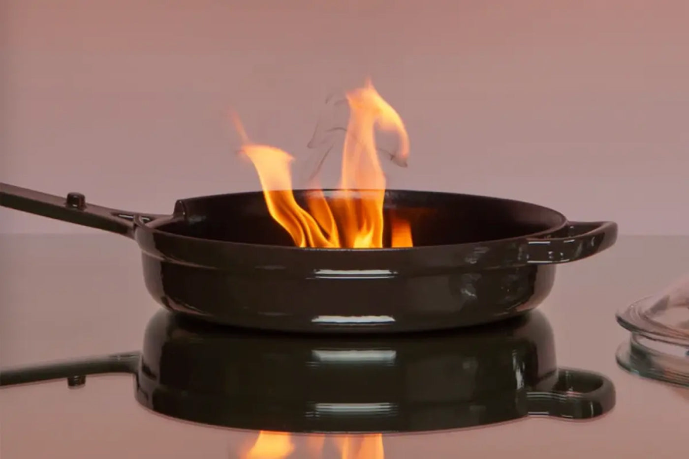 Food cooking in a cast iron Always Pan