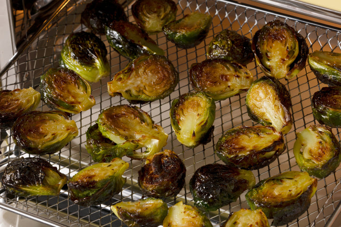 Crispy Brussels Sprouts with Chili-Honey Drizzle