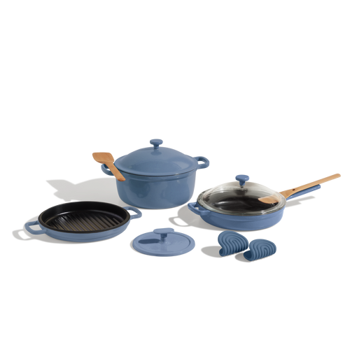 cast iron cookware set - blue salt - view 1