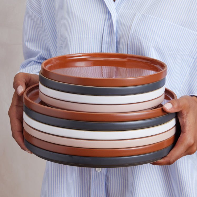 Dinner plates stacked