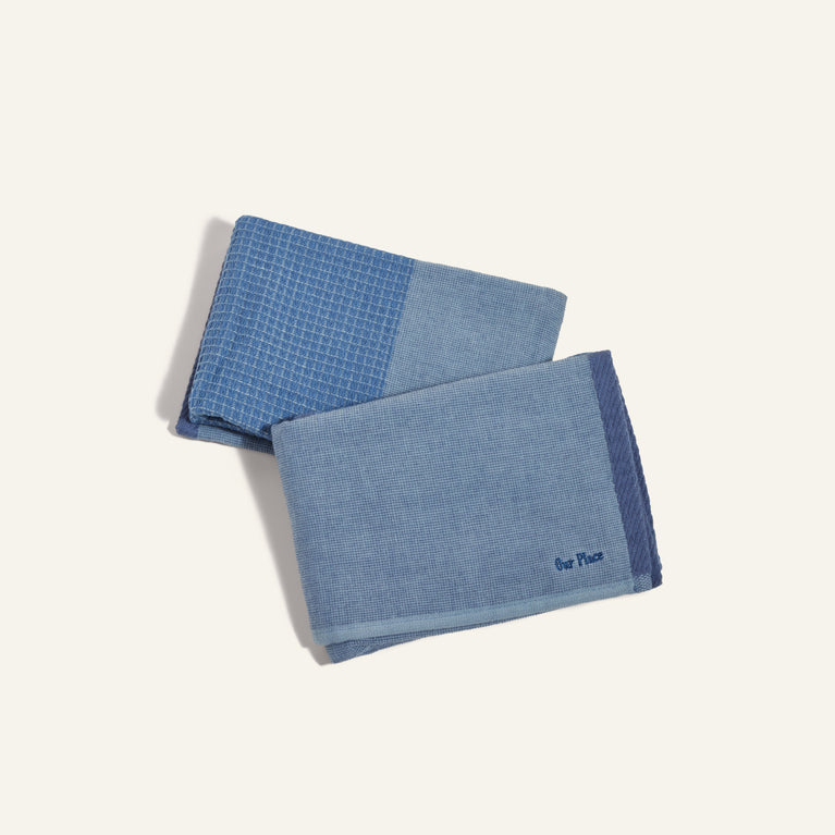 blue salt double dish towels - view 1