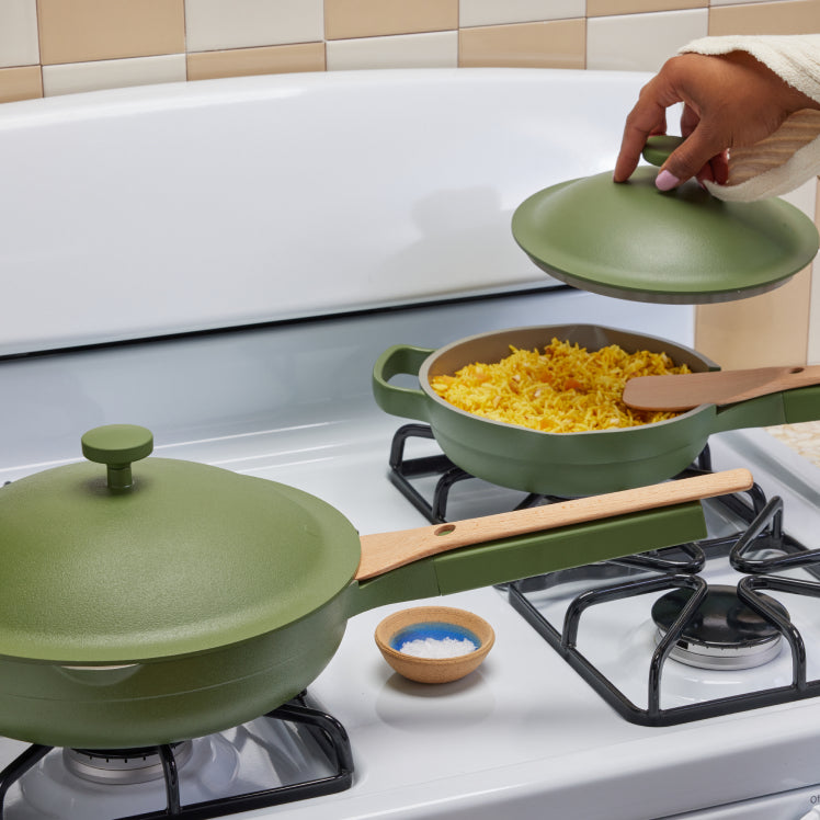 Green-Always-Pan-and-Mini-Always-Pan-on-stovetop