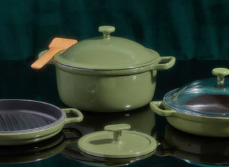 sage cast iron cookware set