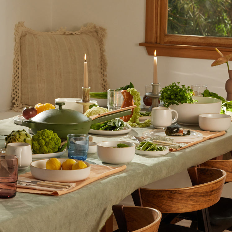 White dinnerware tablescape