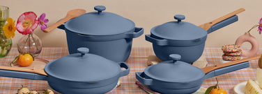 blue salt cookware set