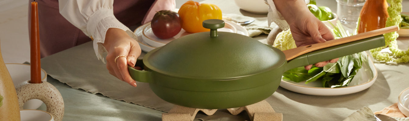 green non toxic ceramic nonstick always pan on table