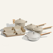 beige and chrome ultimate cookware set pro