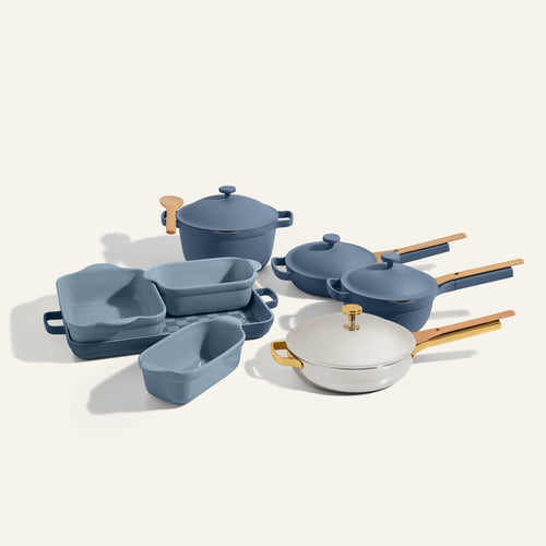 Ultimate Cookware + Bakeware Set-Gold/Blue Salt