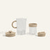 beige splendor blender accessories - large pitcher and small sauce vessel