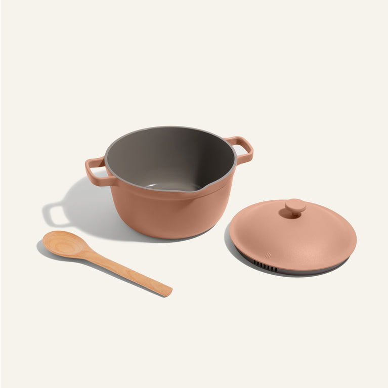 Pink Perfect Pot with notched Beechwood Spoon