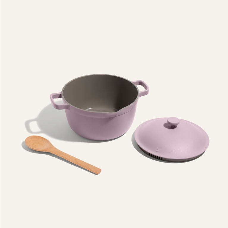 Purple Perfect Pot with notched Beechwood Spoon