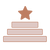 A brown star sits above three stacked brown rectangles, forming a pyramid shape on a light background.